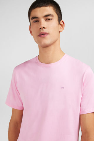 Crew neck pink pima cotton t-shirt