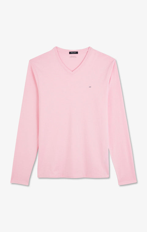 Long sleeved pink V neck t-shirt - Image 2