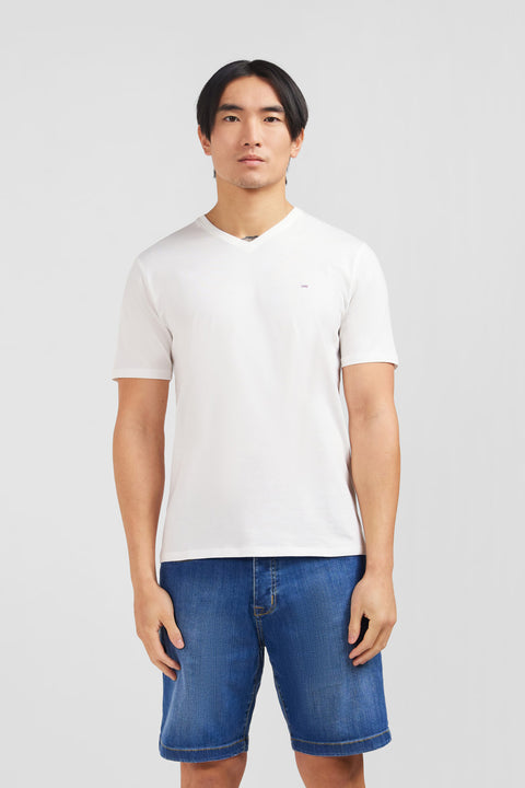 V-neck white light pima cotton t-shirt - Image 1