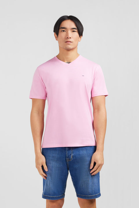 V-neck pink light pima cotton t-shirt - Image 1