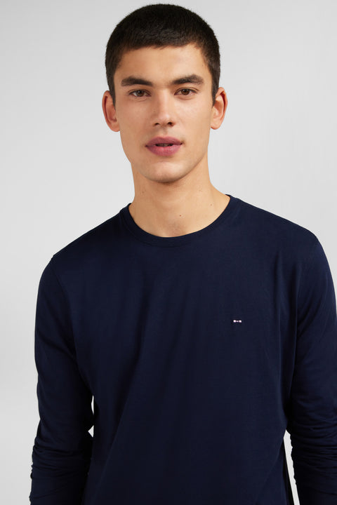 Long sleeved navy blue cotton t-shirt - Image 1