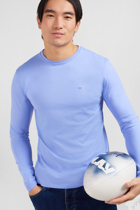 Long sleeved blue cotton t-shirt - Image 3