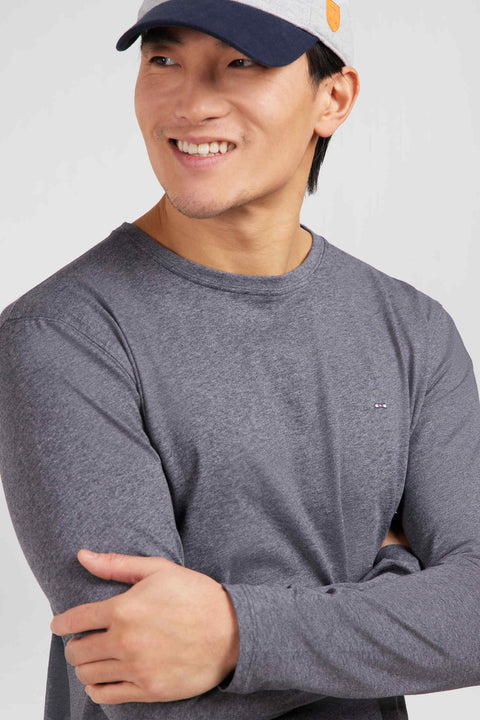 Long sleeved grey cotton t-shirt - Image 3