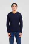 Long sleeved navy blue V neck t-shirt