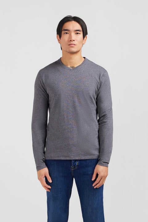 Long sleeved grey cotton t-shirt - Image 3