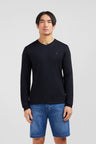 Long sleeved black V neck t-shirt