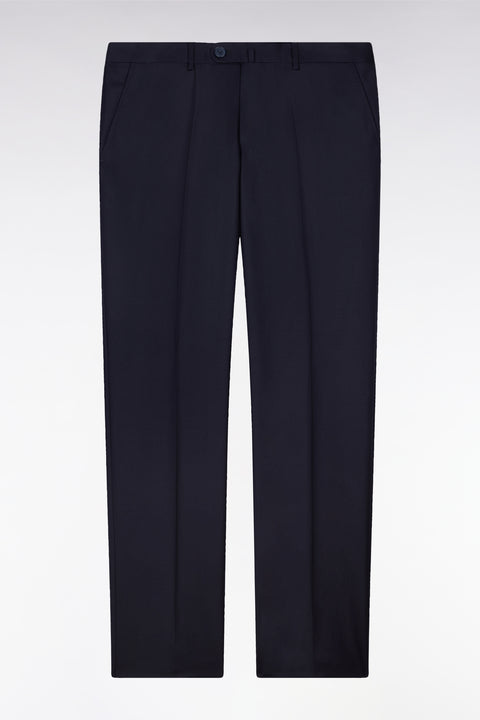 Regular dark blue wool trousers with broken fold - Image 2