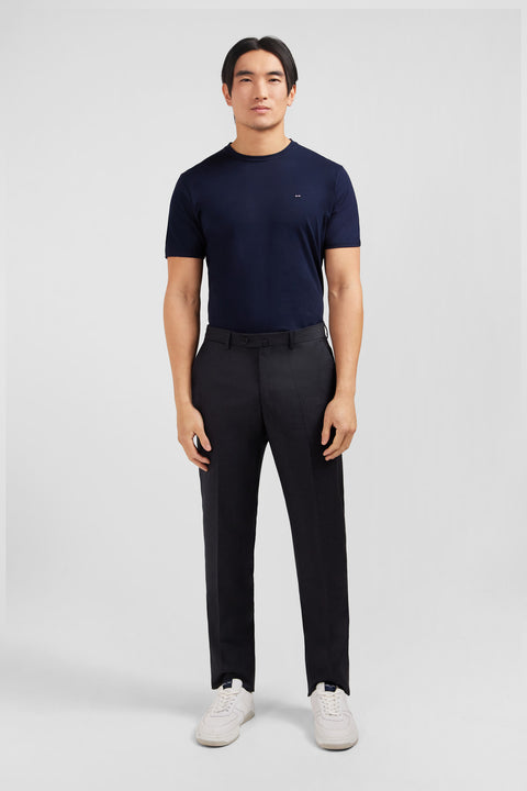 Regular dark grey wool trousers with broken fold - Image 1