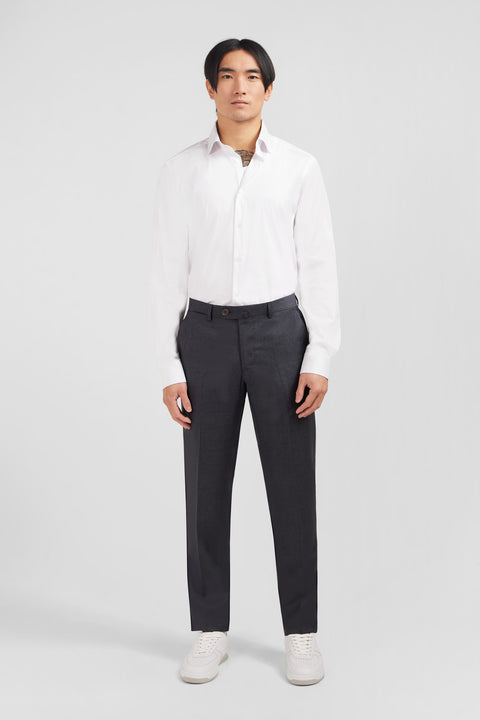 Regular grey wool trousers with broken fold - Image 1