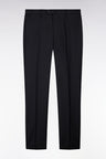 Slim dark grey wool trousers with broken fold