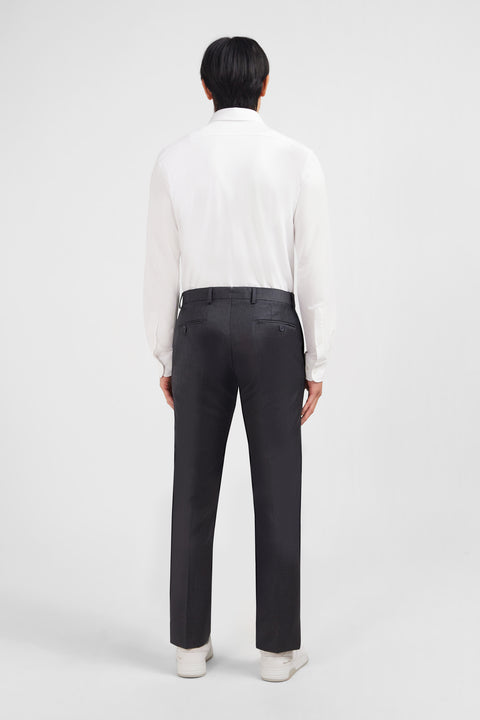 Slim grey wool trousers with broken fold - Image 3