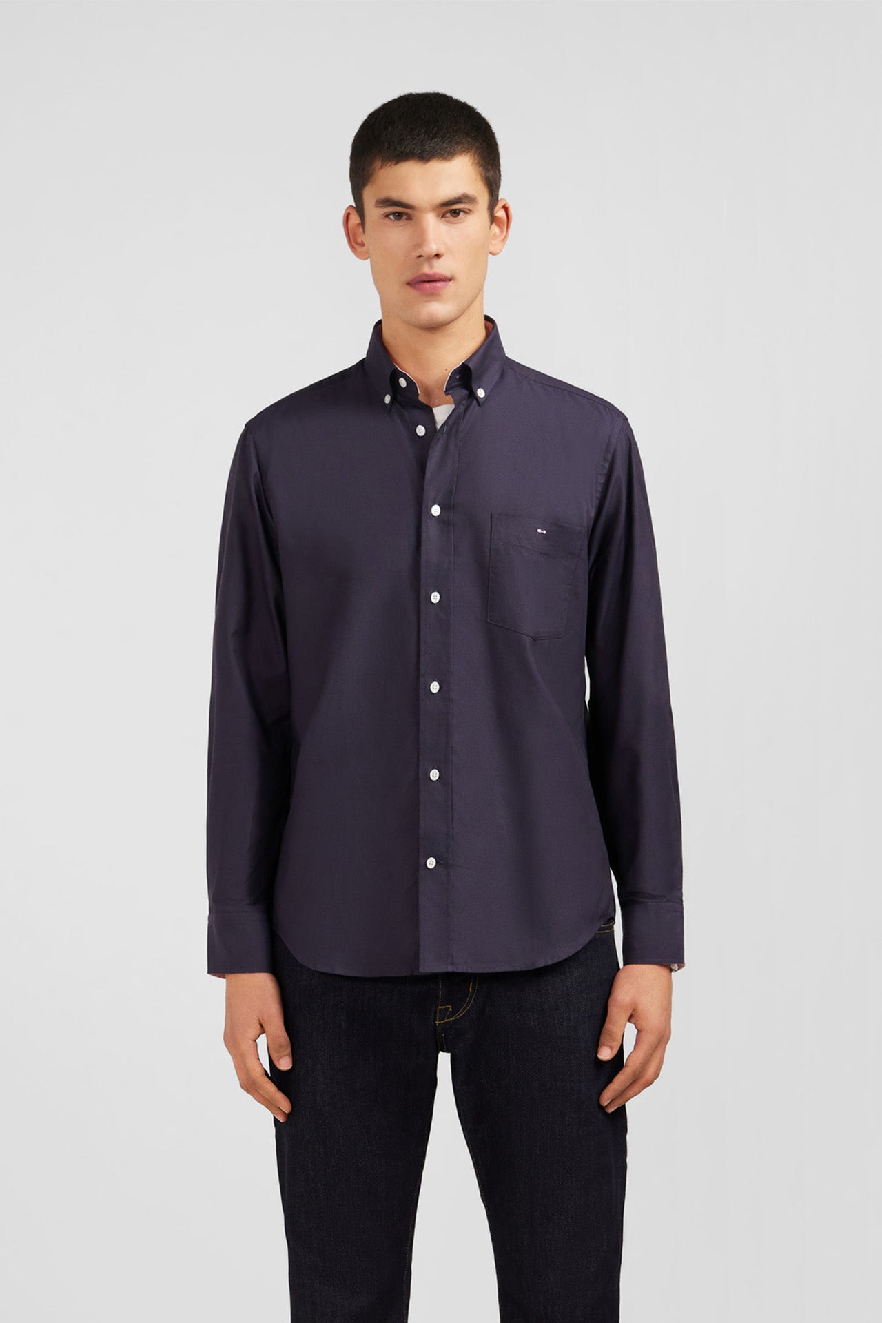 Dark grey plain cotton shirt