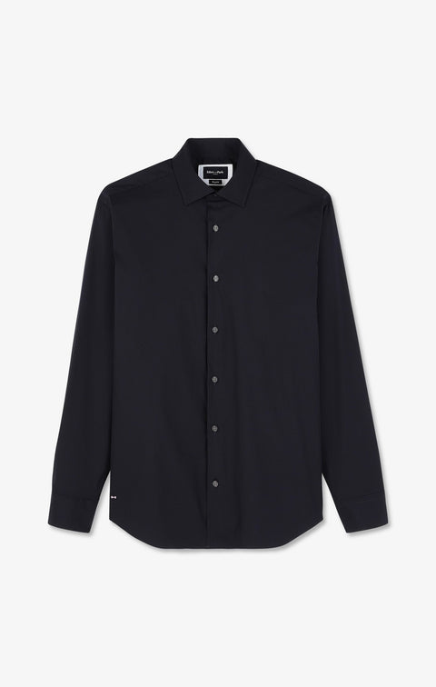 Dark blue shirt in stretch cotton - Image 2