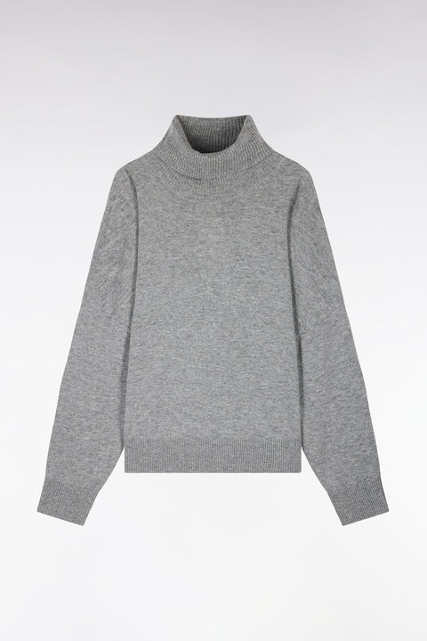Pull col roulé en laine vierge et cachemire gris - Image 2