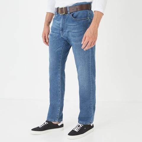 Regular fit jeans with permanent pleat detail - Image 1