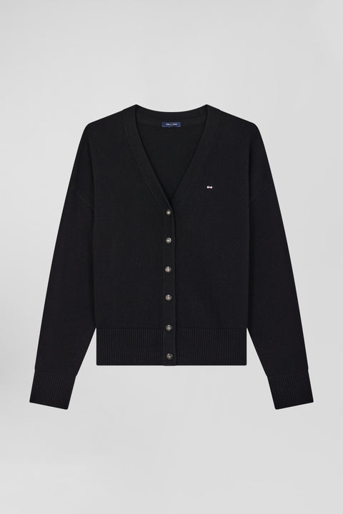 Relax anthracite grey blended wool and cotton cardigan - Image 2