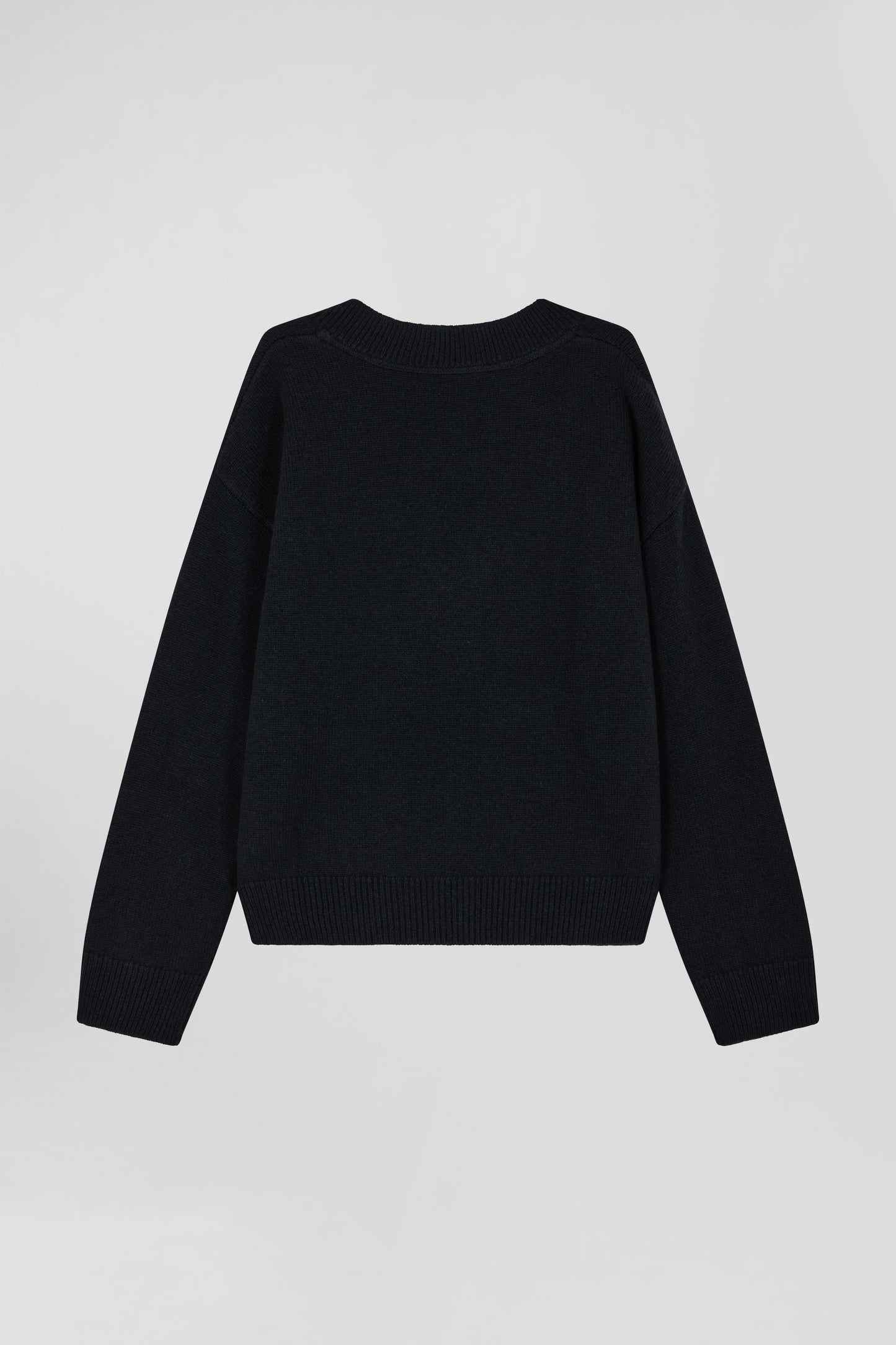 Black wool and cashmere V-neck sweater Relaxed cut