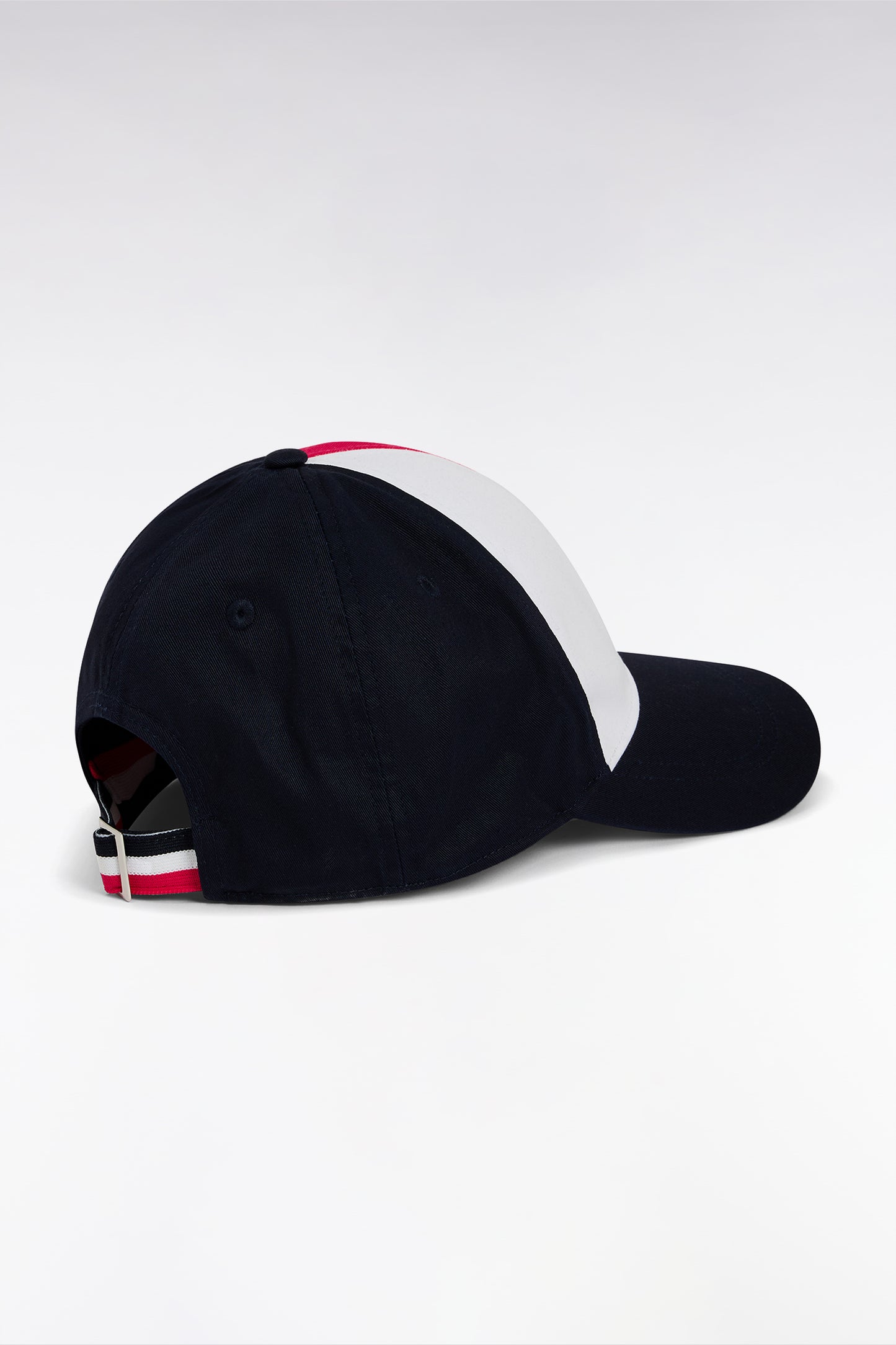 Fuchsia cap in navy cotton twill