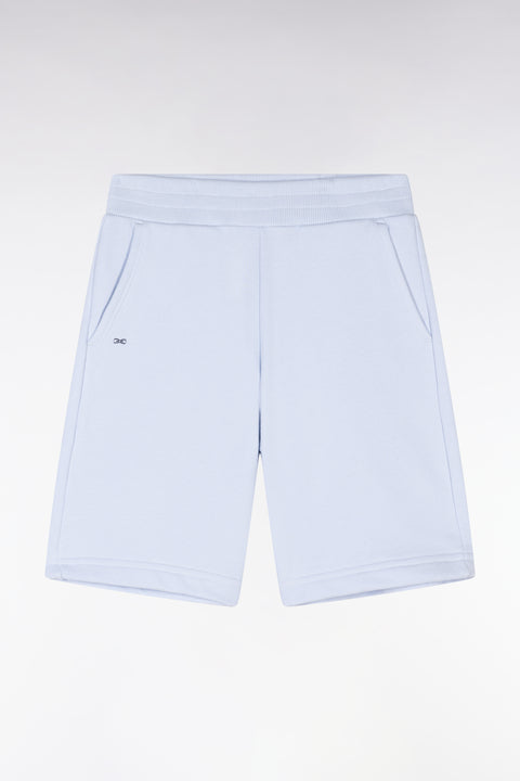 Straight-fit sky blue cotton fleece shorts - Image 1