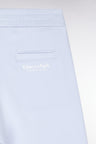 Straight-fit sky blue cotton fleece shorts