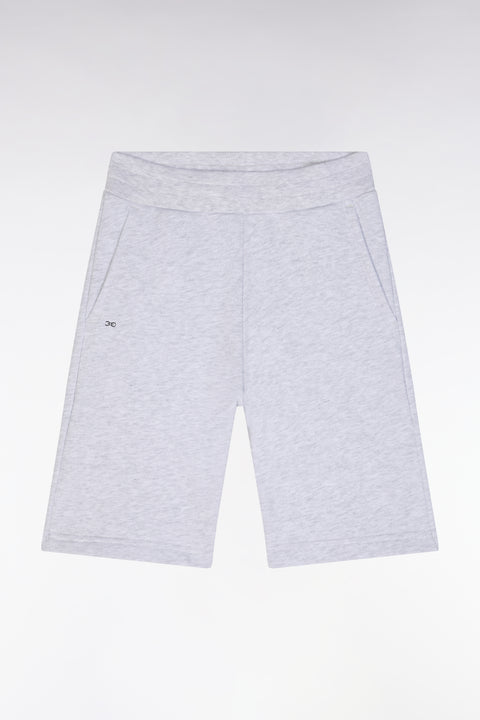 Straight-fit grey cotton fleece shorts - Image 1