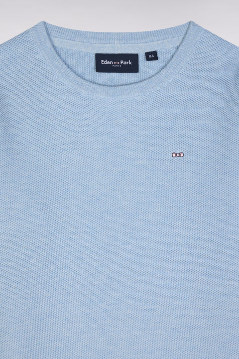 Straight-fit sky blue cotton round-neck jumper - Image 2