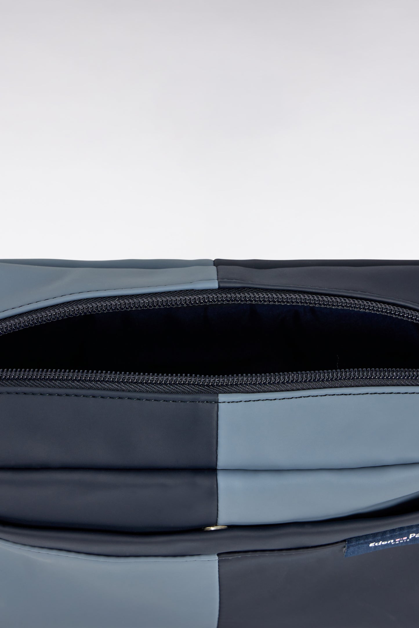 Camera bag in navy and grey cut and sew rubber