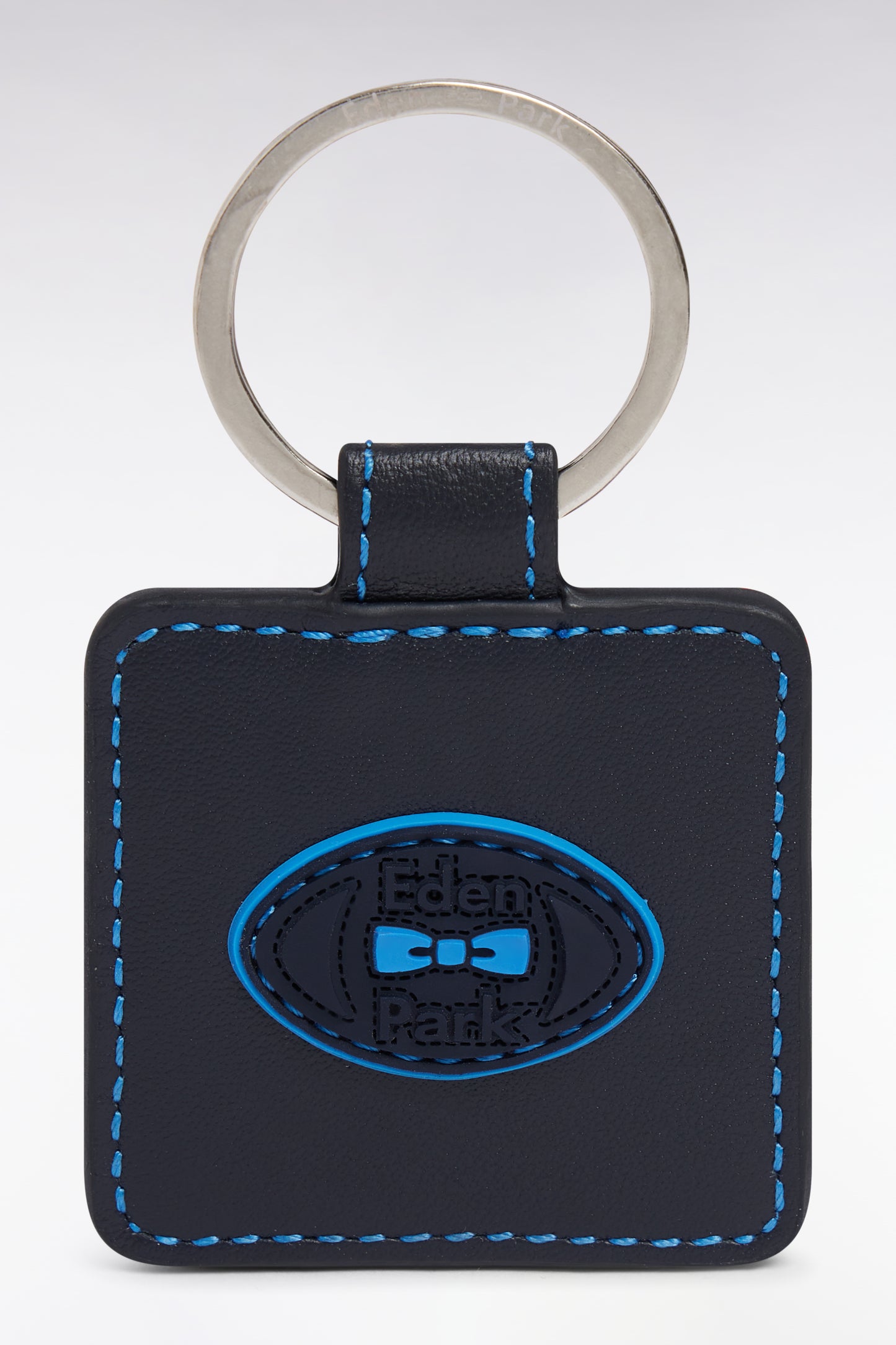 Blue leather keychain