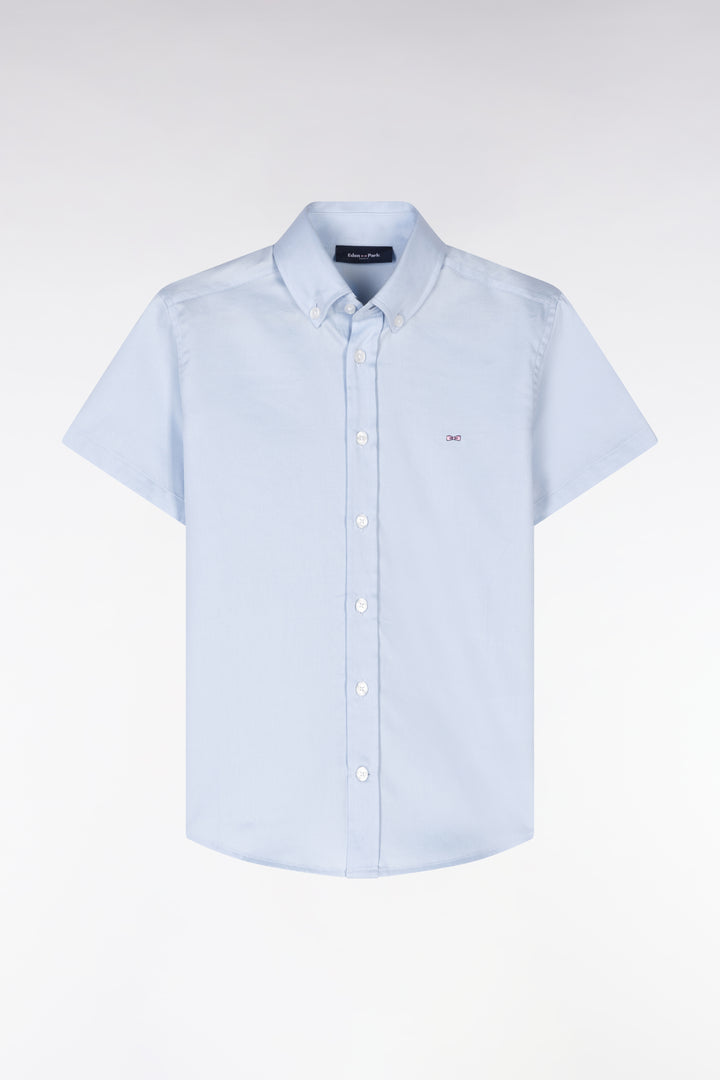 Chemise à manches courtes en coton bleu ciel coupe droite