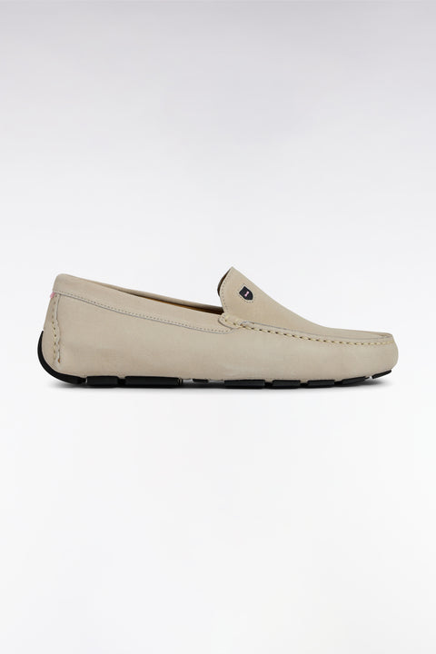 Ecru suede leather loafers - Image 1