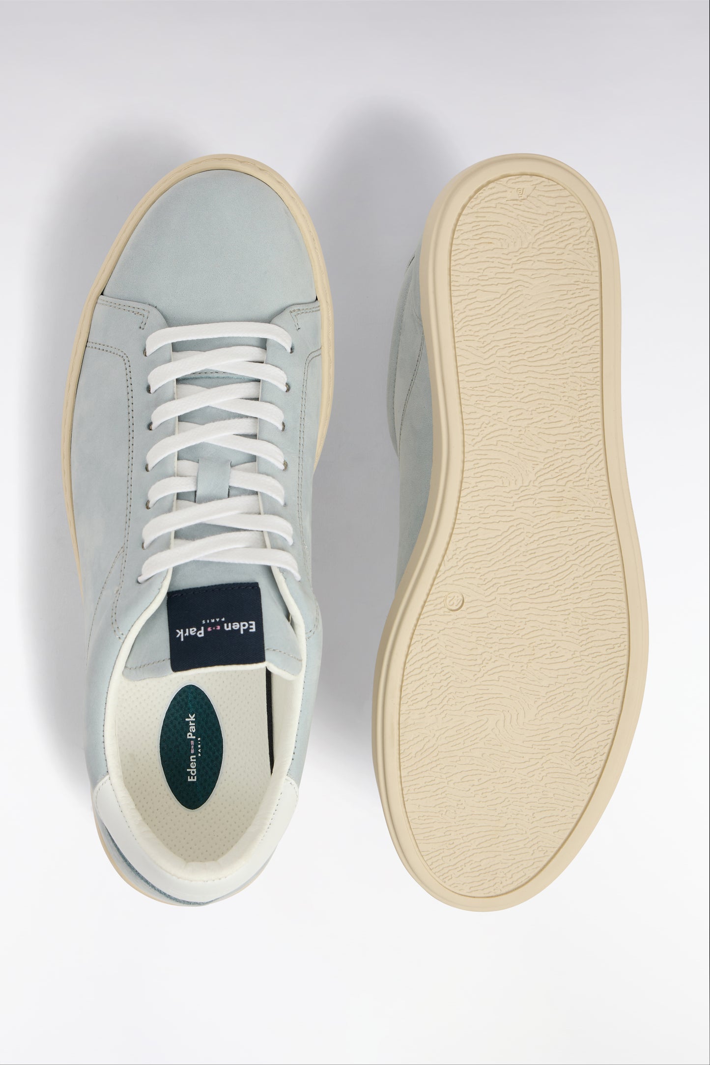 Light grey suede leather low-top sneakers