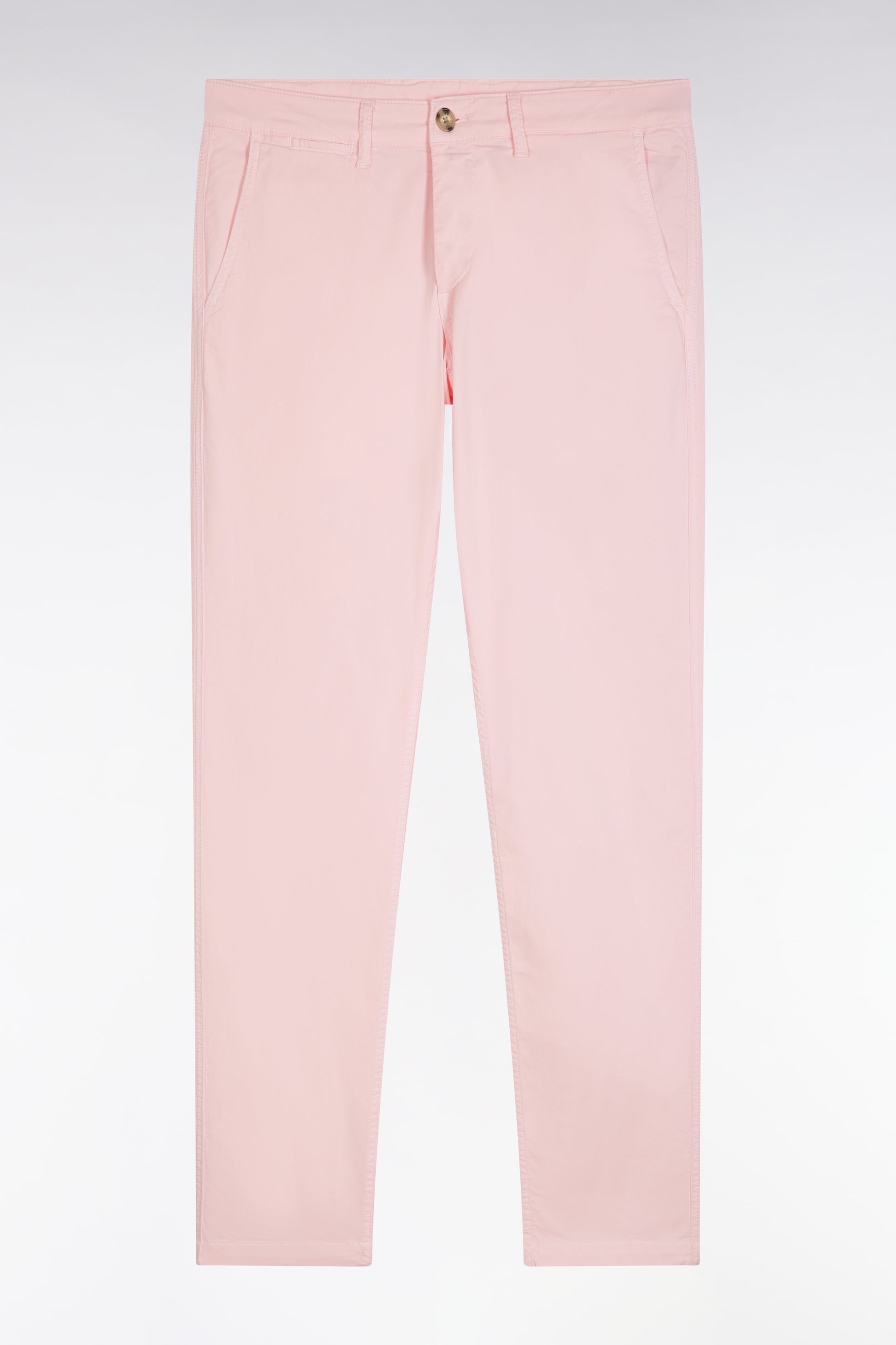 Pantalon chino sans plis en coton stretch rose coupe droite