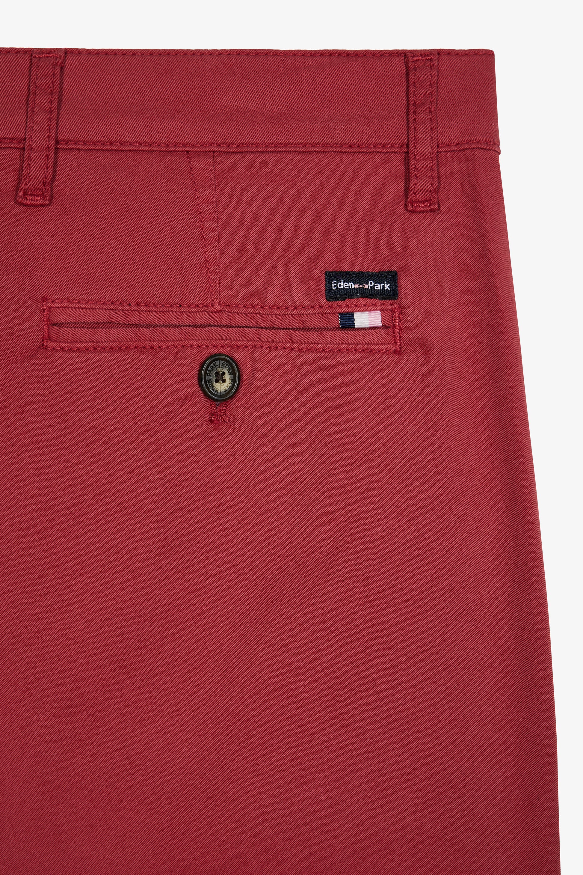 Bermuda chino en coton stretch rouge coupe droite