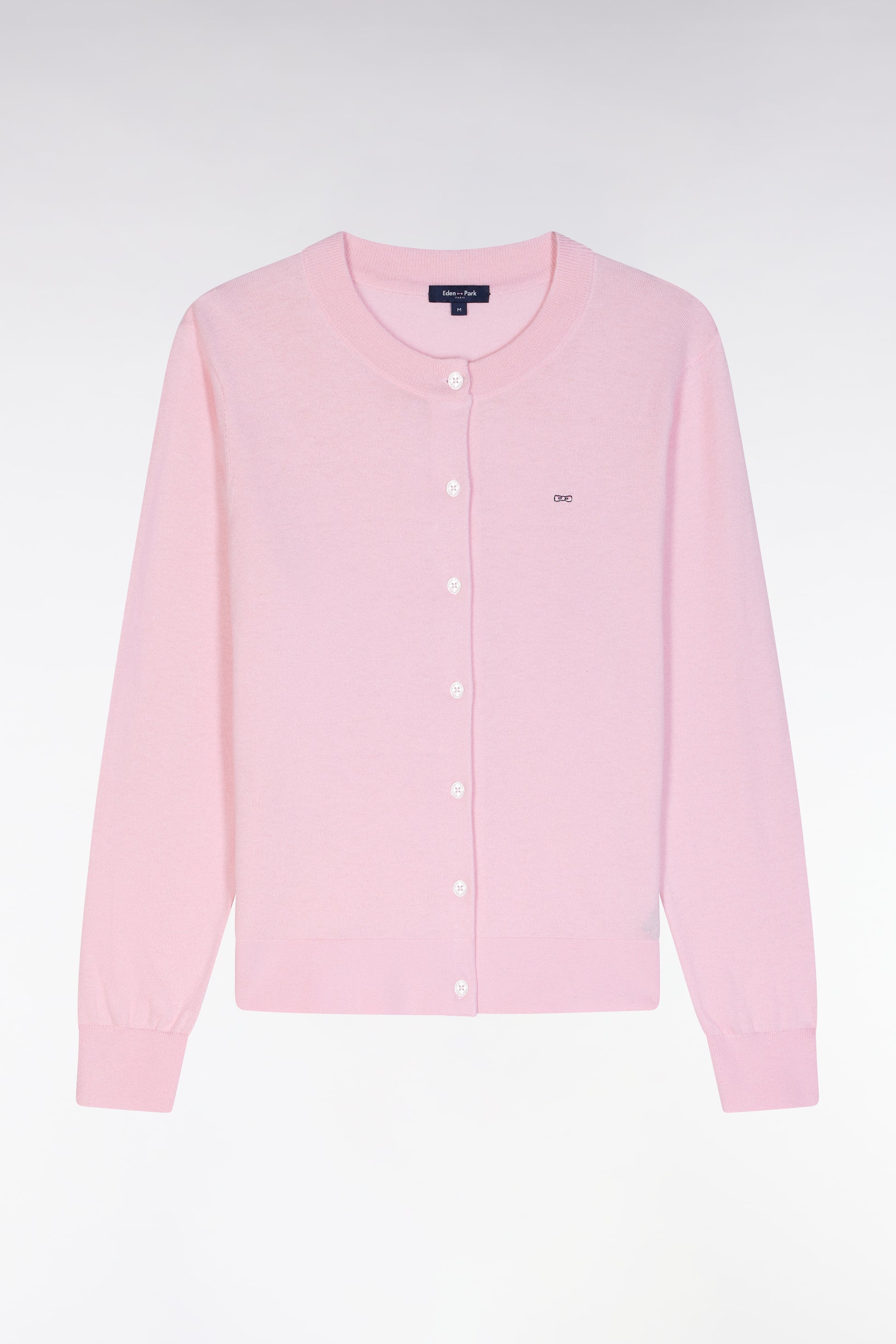 Cardigan en coton et soie mélangés rose coupe décontractée