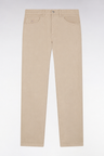 5-pocket pants in beige stretch cotton canvas, regular fit