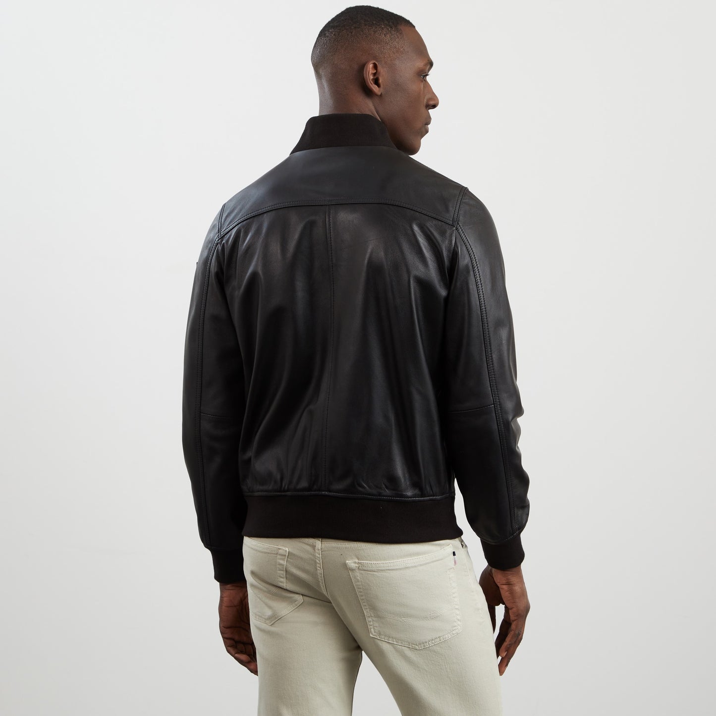 Black zipped leather jacket