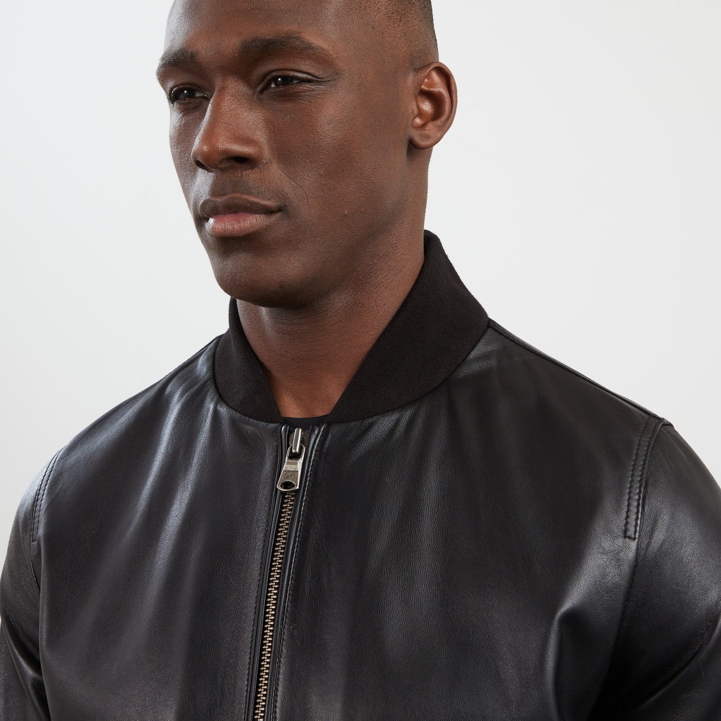 Black zipped leather jacket