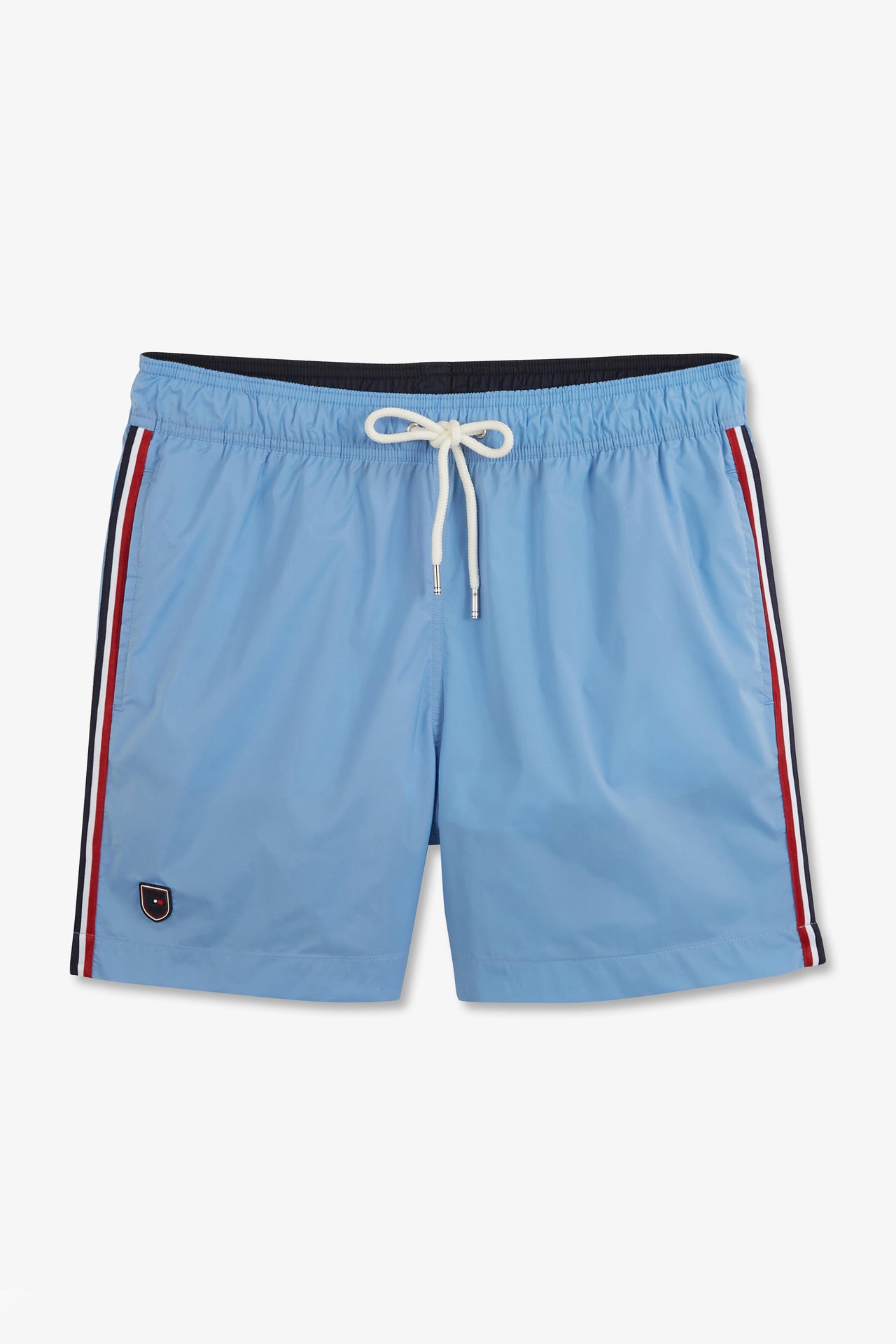 Swim shorts with tricoloured stripes