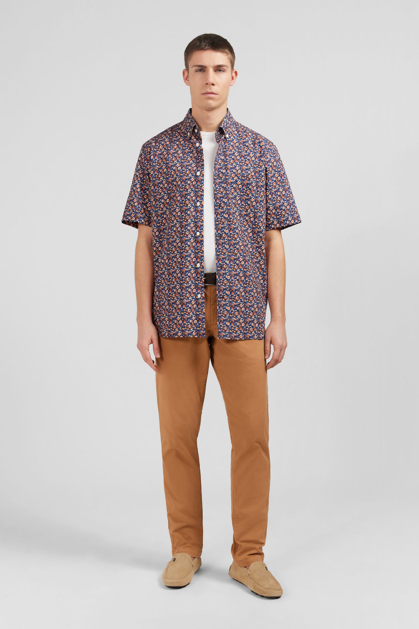 Navy blue shirt with exclusive floral print