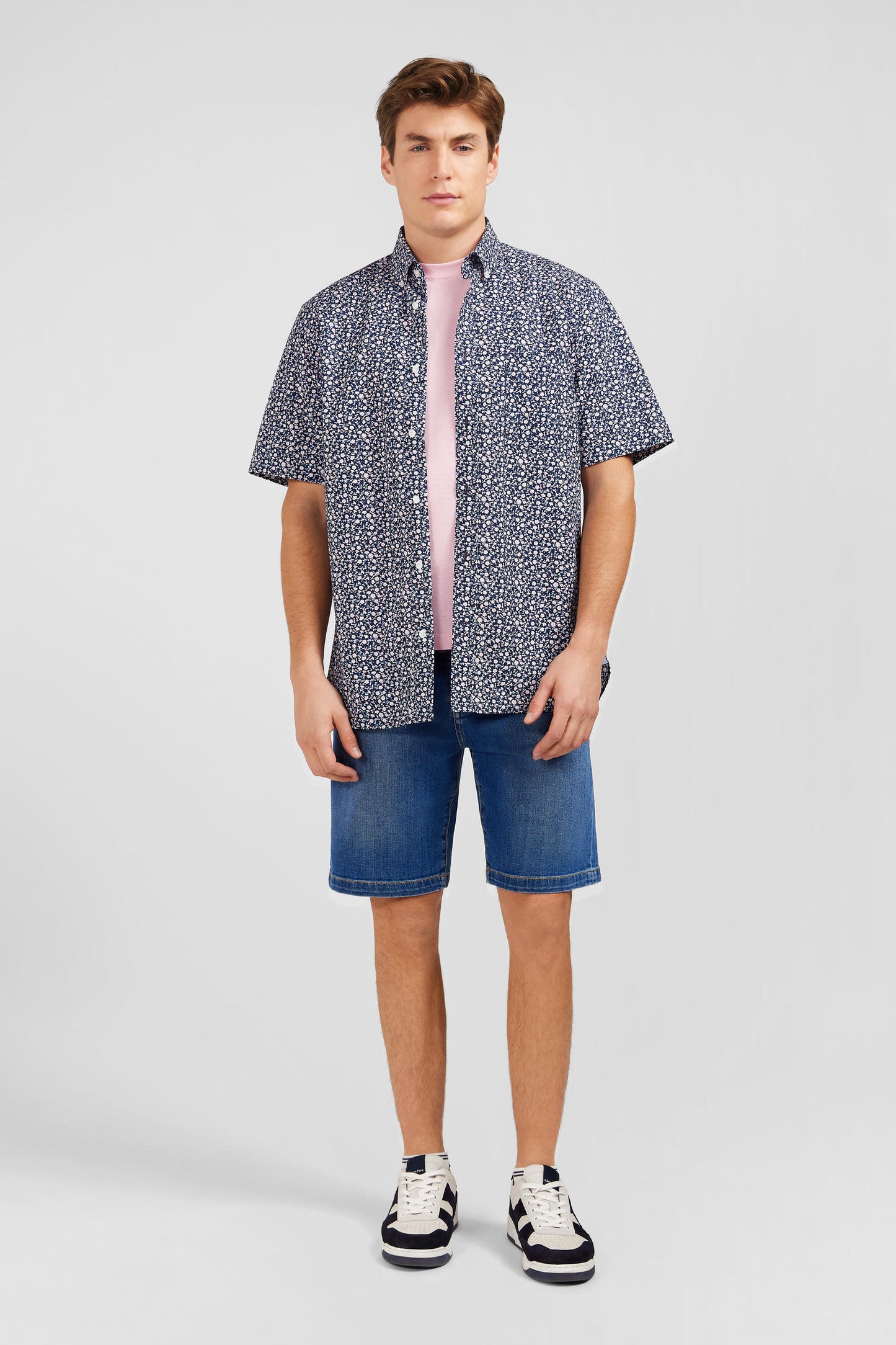 Navy blue shirt with exclusive floral print