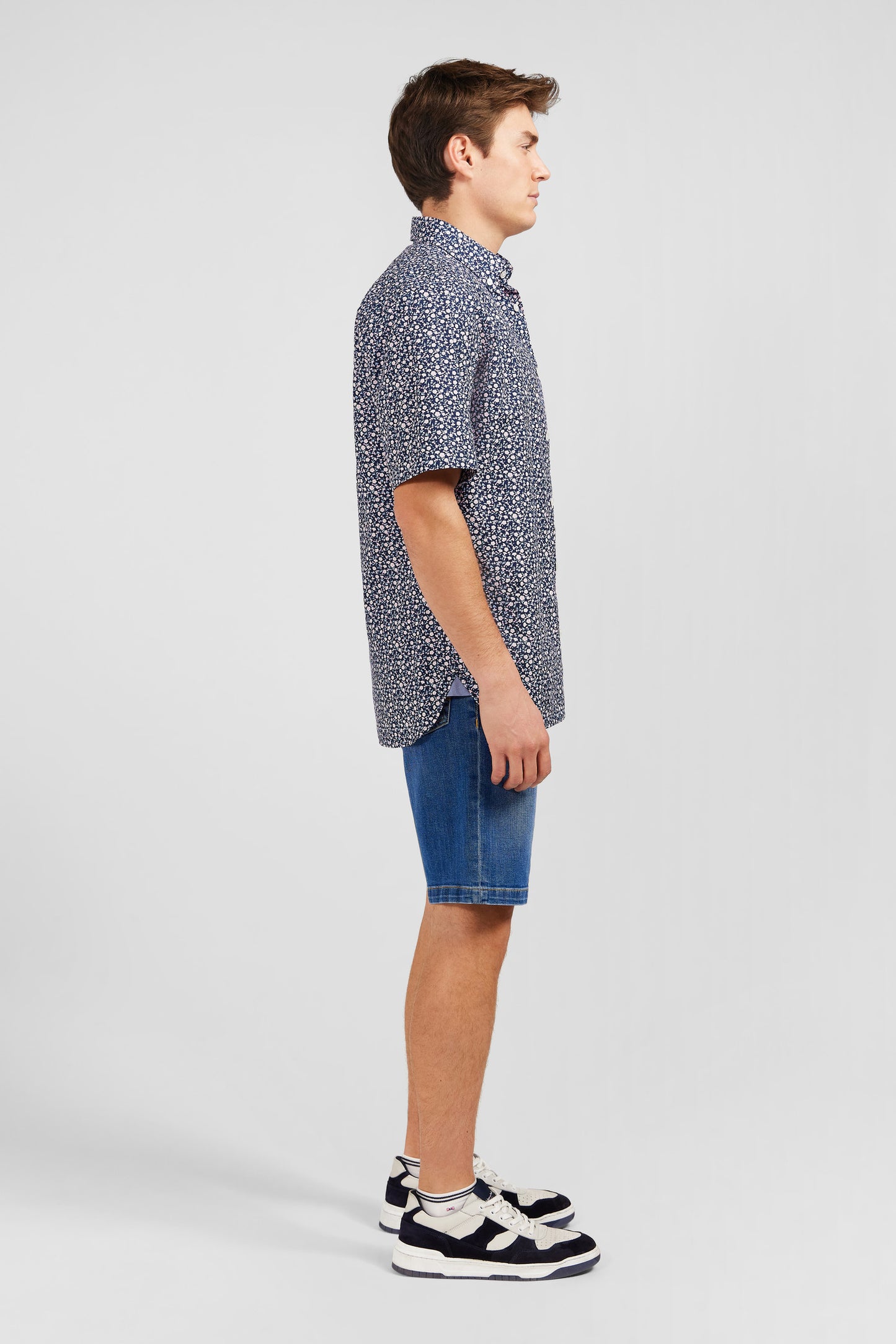 Navy blue shirt with exclusive floral print