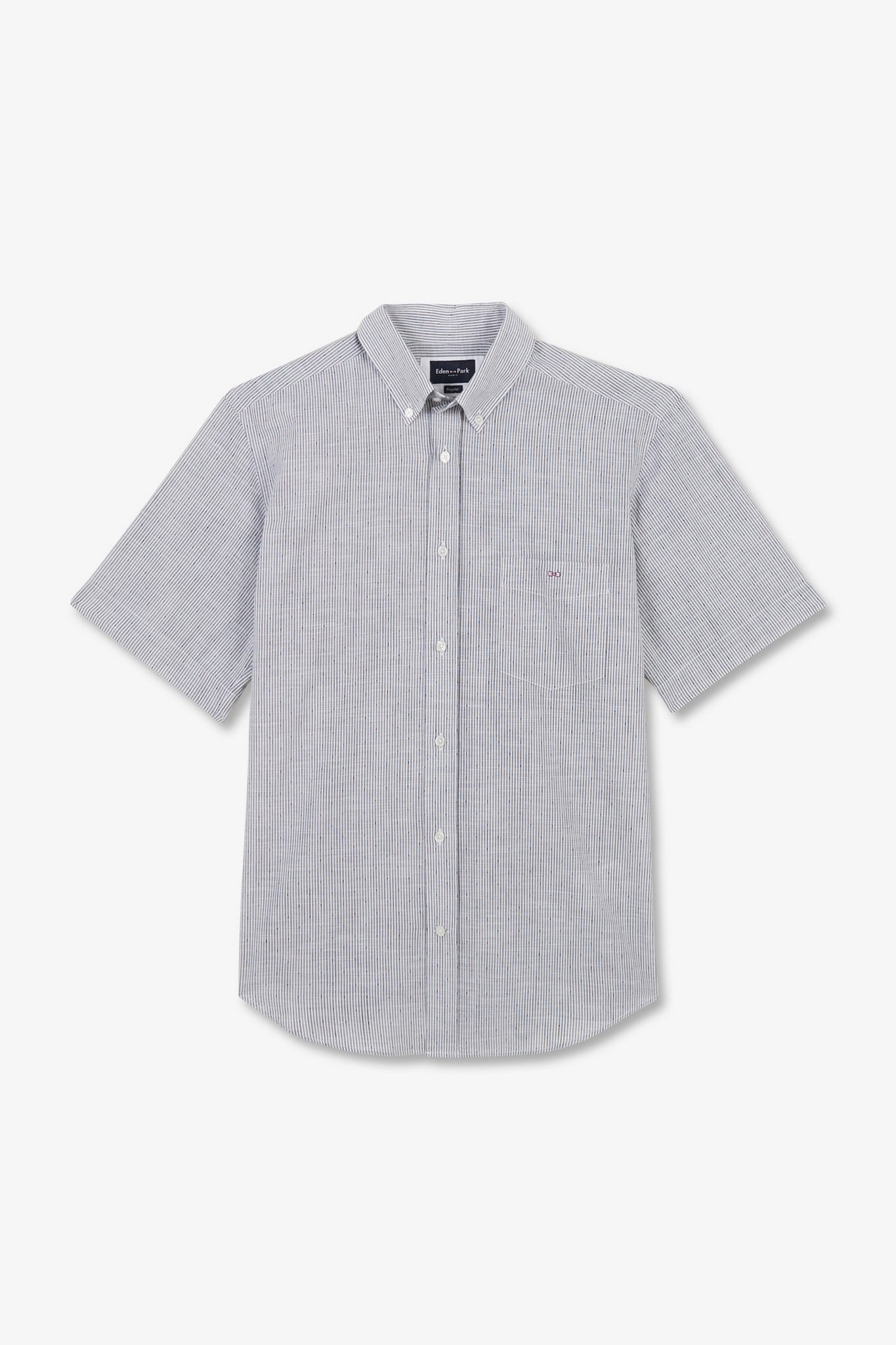 Dark blue striped shirt in cotton dobby