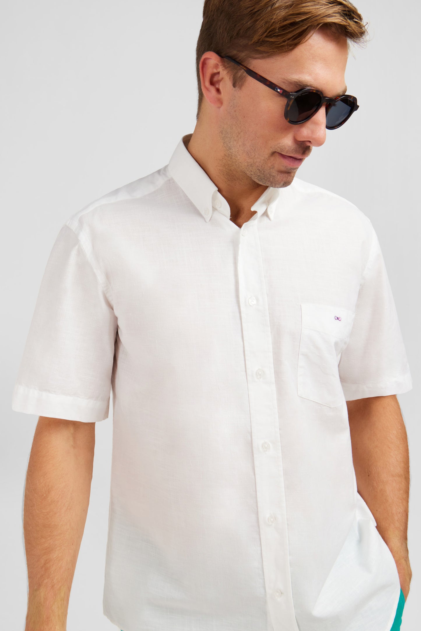 White shirt in cotton dobby