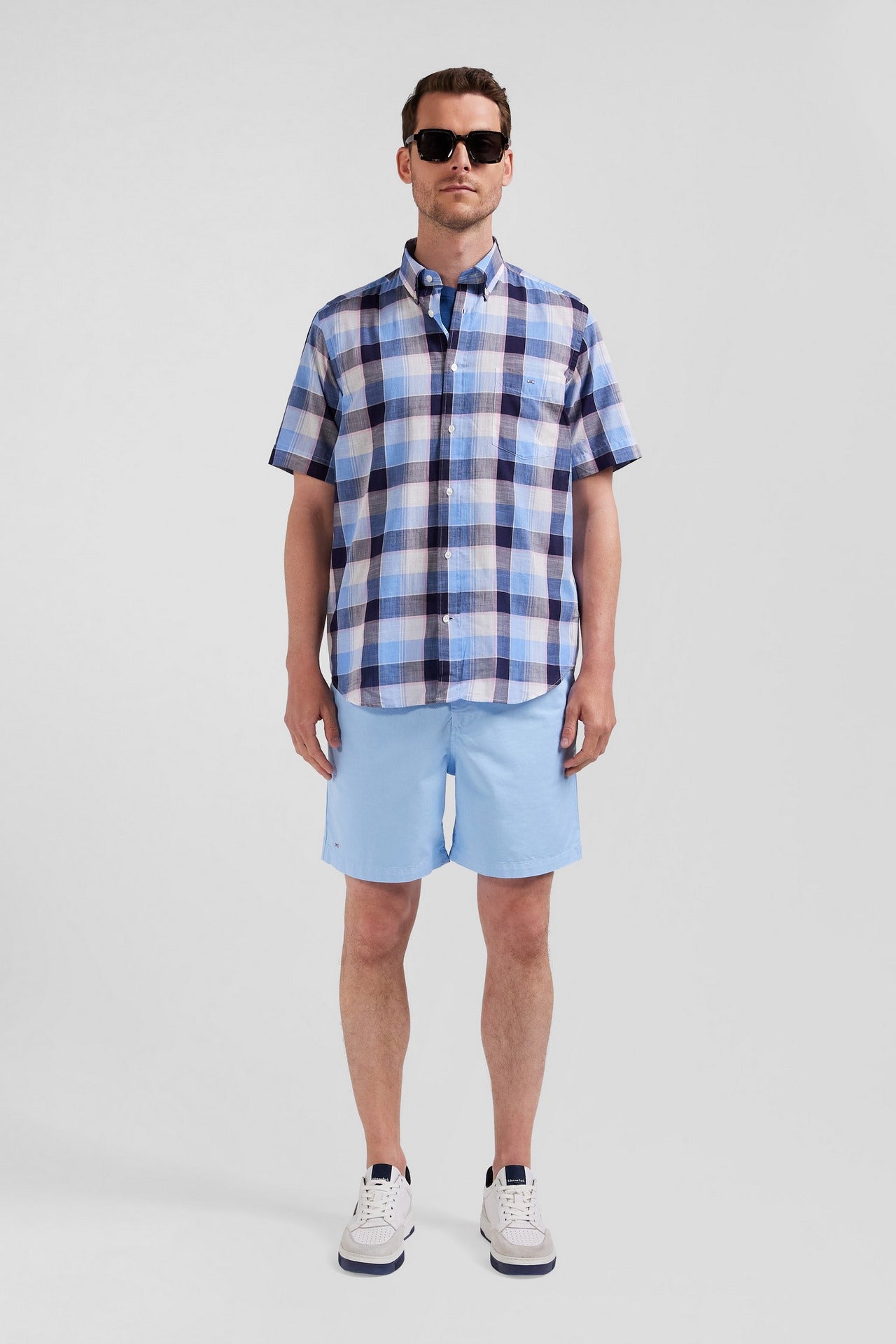 Checked blue shirt