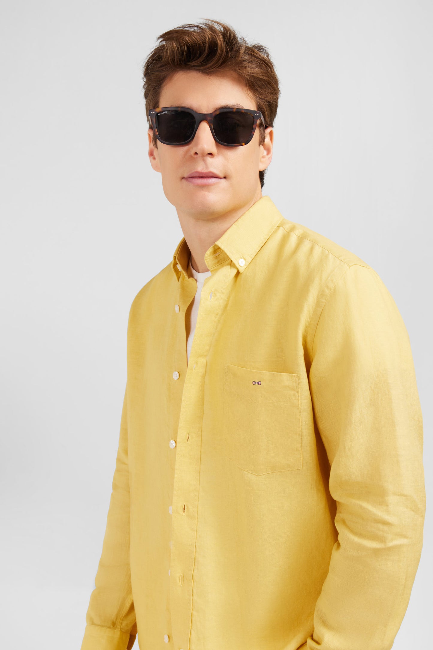Plain yellow linen shirt