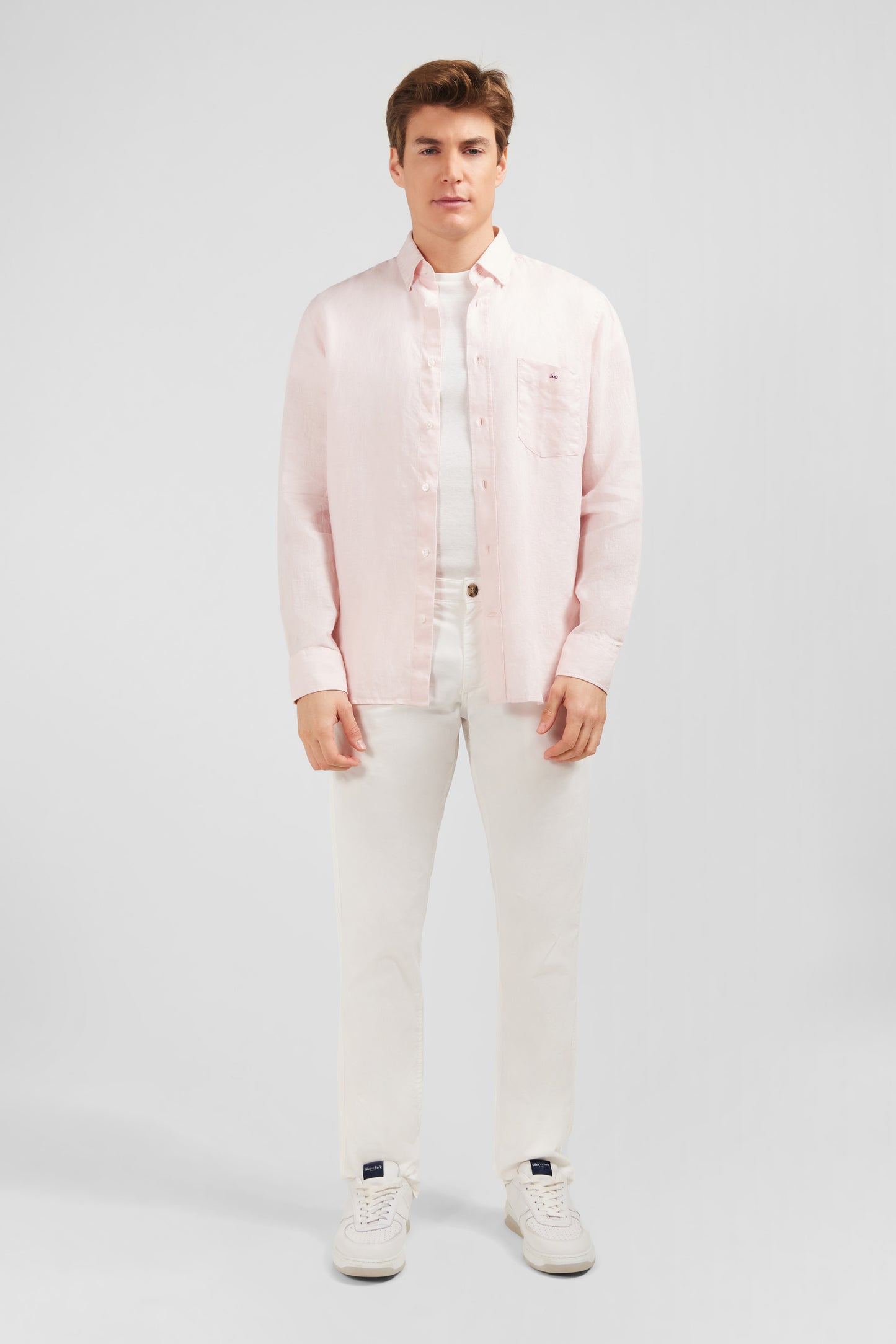 Plain pink linen shirt
