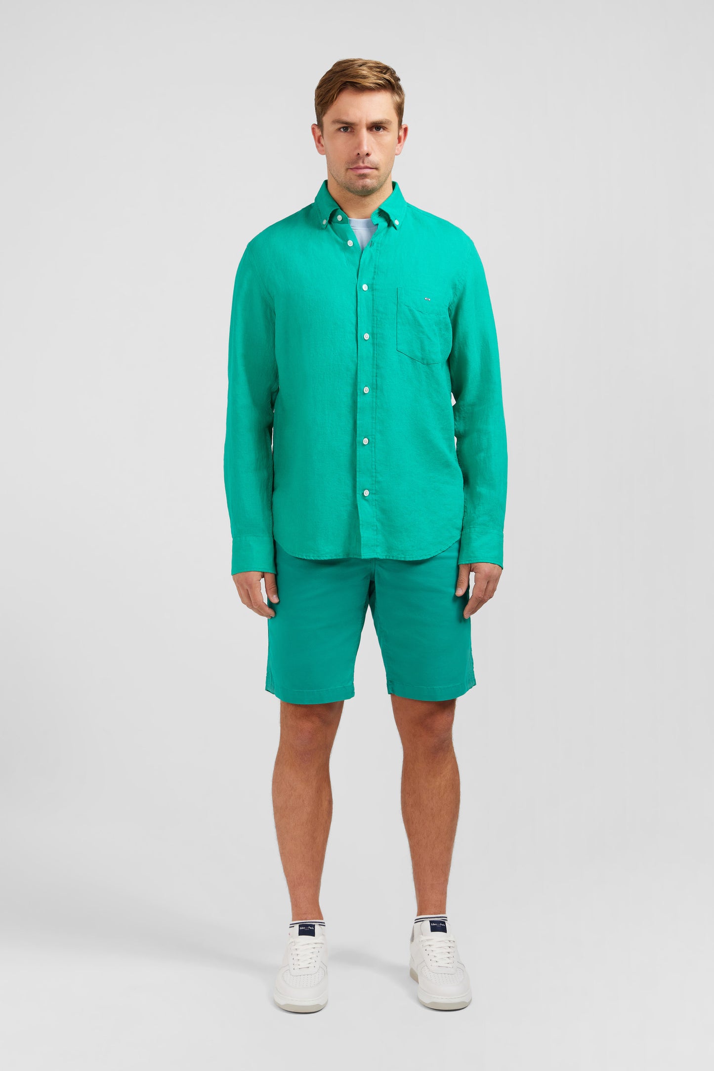Plain green linen shirt