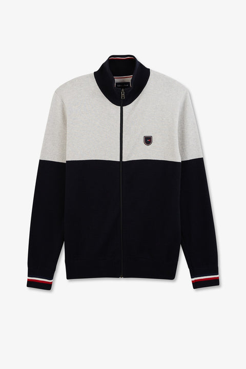 Grey colour-block zip cardigan - Image 2