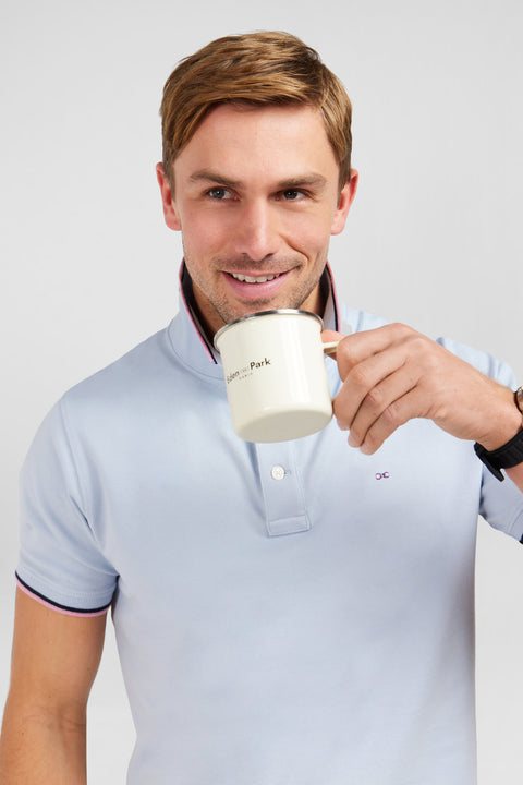 Light blue polo shirt in Pima cotton - Image 3