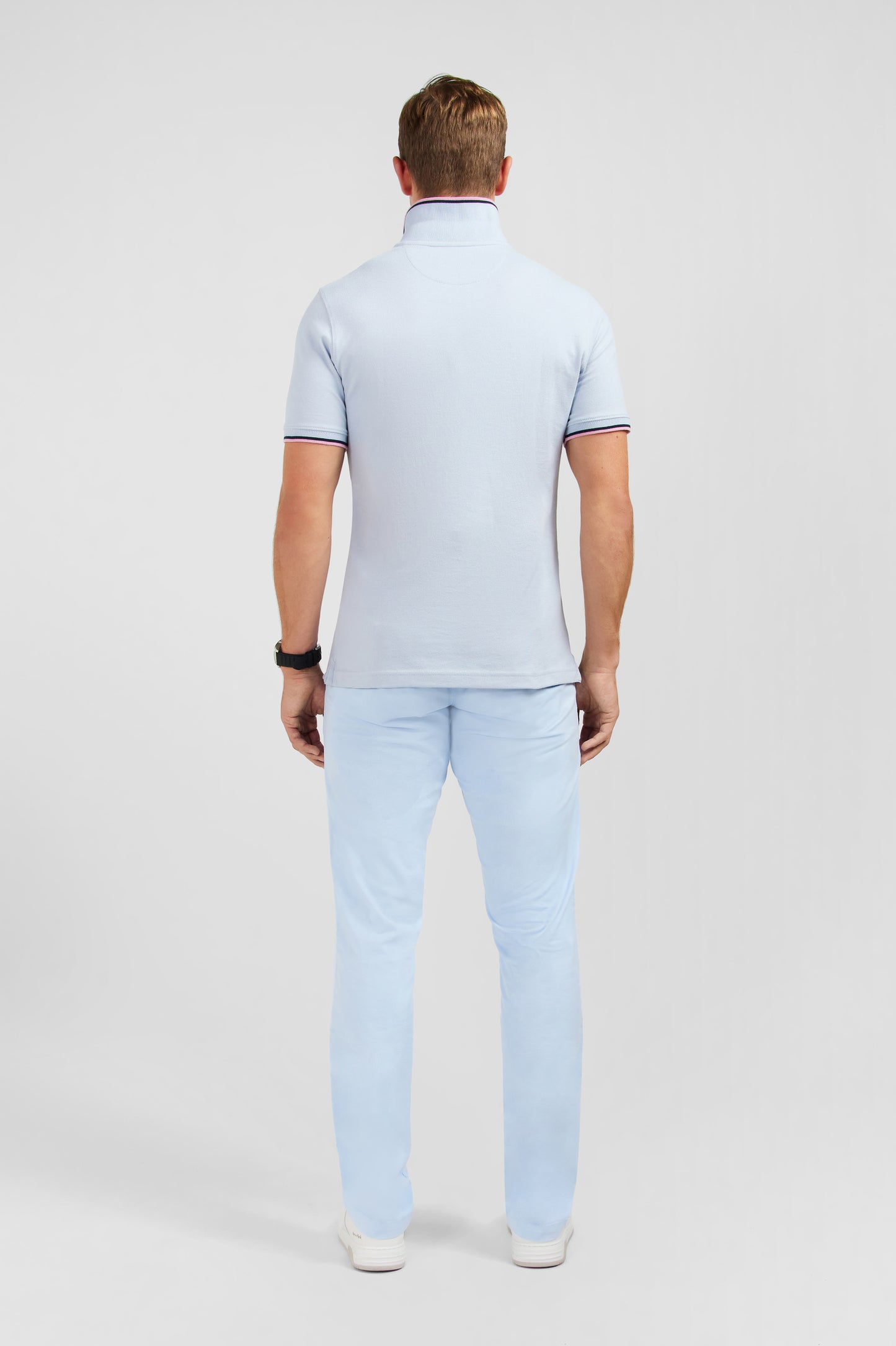 Light blue polo shirt in Pima cotton
